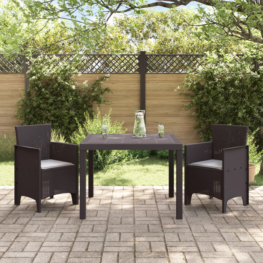 Sets da Pranzo da Giardino in 3 Pezzi con Cuscini Marrone in Rattan