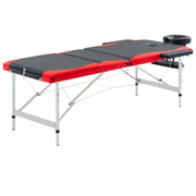Lettino Massaggio Pieghevole 3 Zone in Alluminio Nero e Rossocod mxl 71029