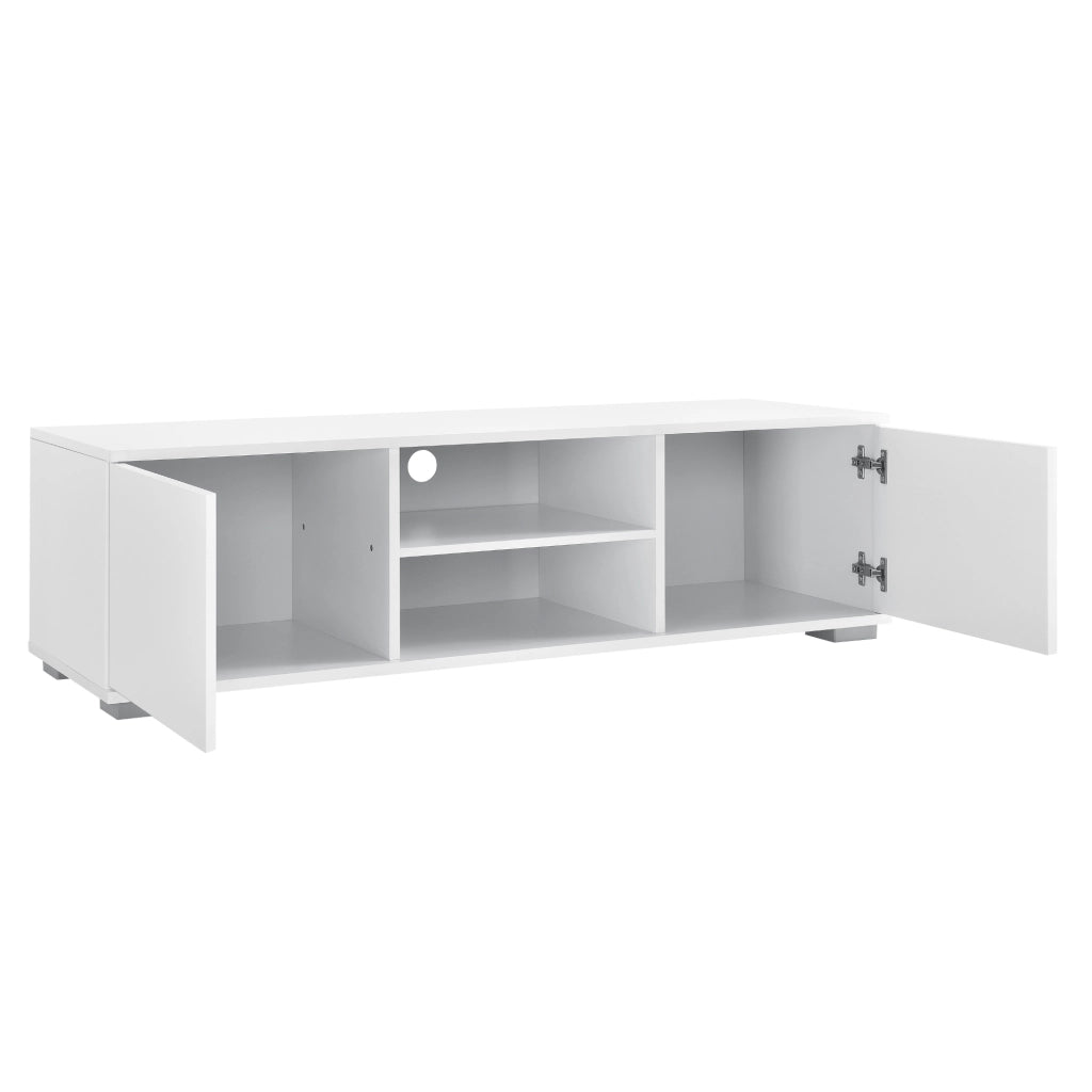 Mobile TV con Scomparti Chiusi e Aperti 34,5 x 120 x 40 cm - Bianco Lucido [en.casa]