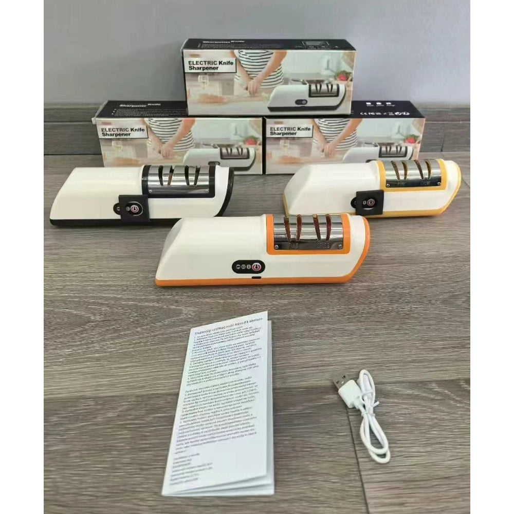 Trade Shop - Affilacoltelli Elettrico Ricarica Usb Affila Lucida Con Base Antiscivolo Utensili Cucina -