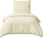 Duvet 140x200 2 pezzi giallo chiaro - set di coperte 140x200 con cuscini, set di coperte 140x200 cm di microfibra con chiusura a rittani, morbido e senza stiratura