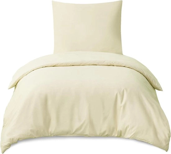 Duvet 140x200 2 pezzi giallo chiaro - set di coperte 140x200 con cuscini, set di coperte 140x200 cm di microfibra con chiusura a rittani, morbido e senza stiratura