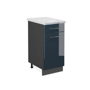 Mobiletto base per cucina Fame-Line Blu scuro lucido/Antracite 40 cm, PL Marmo Vicco