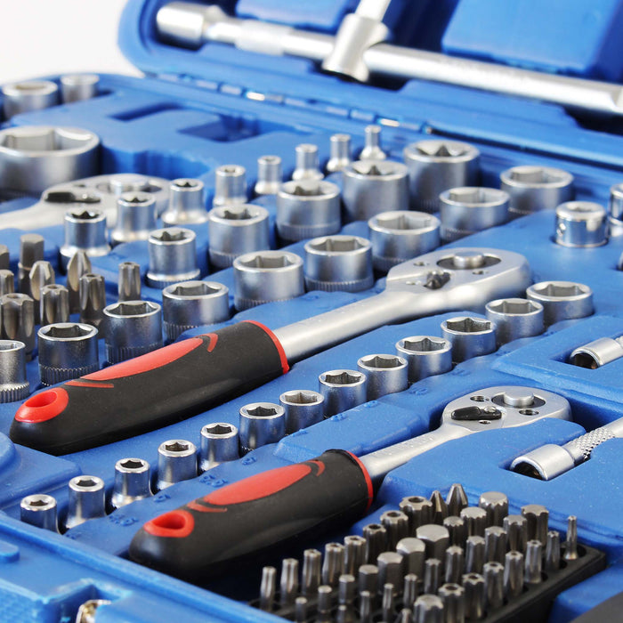 Set di chiavi a bussola 192 pz. Con cricchetti, bit, prese da 1/2″ 3/8″ 1/4″