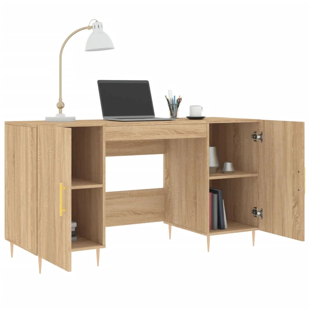 Scrivania tavolo postazione di lavoro mobile per computer studio rovere Sonoma 140 x 50 x 75 cm legno ingegnerizzato marrone 02_0023652