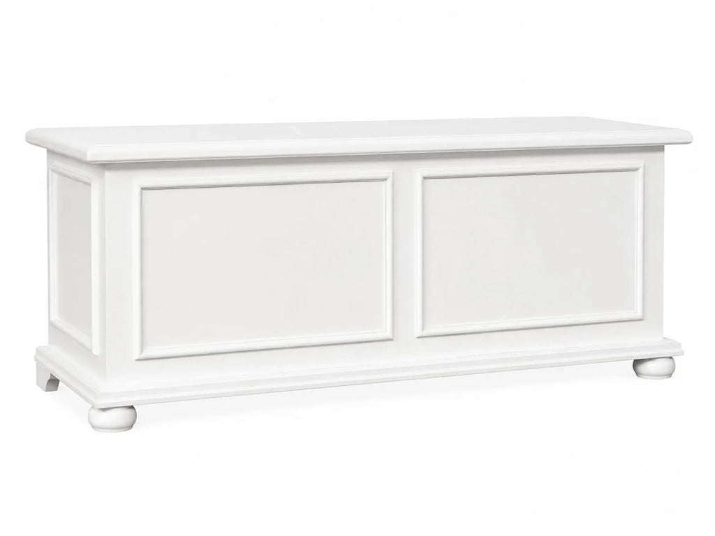 Cassapanca in legno bianco anticato shabby 120x42x50 - Mobili 2G