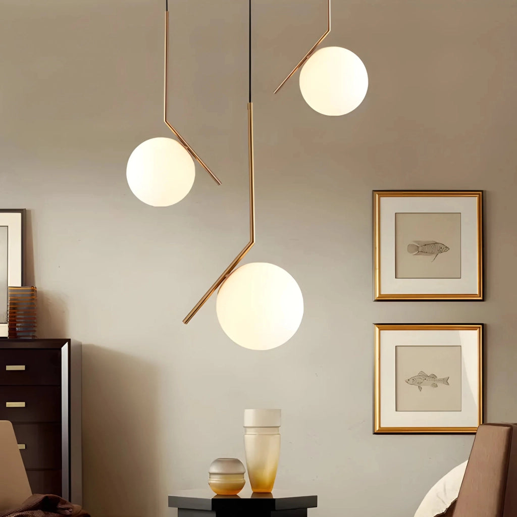 Lampada Da Soffitto Pensile Di Vetro Palla Oro Bianco Oro G106-1w Gold White