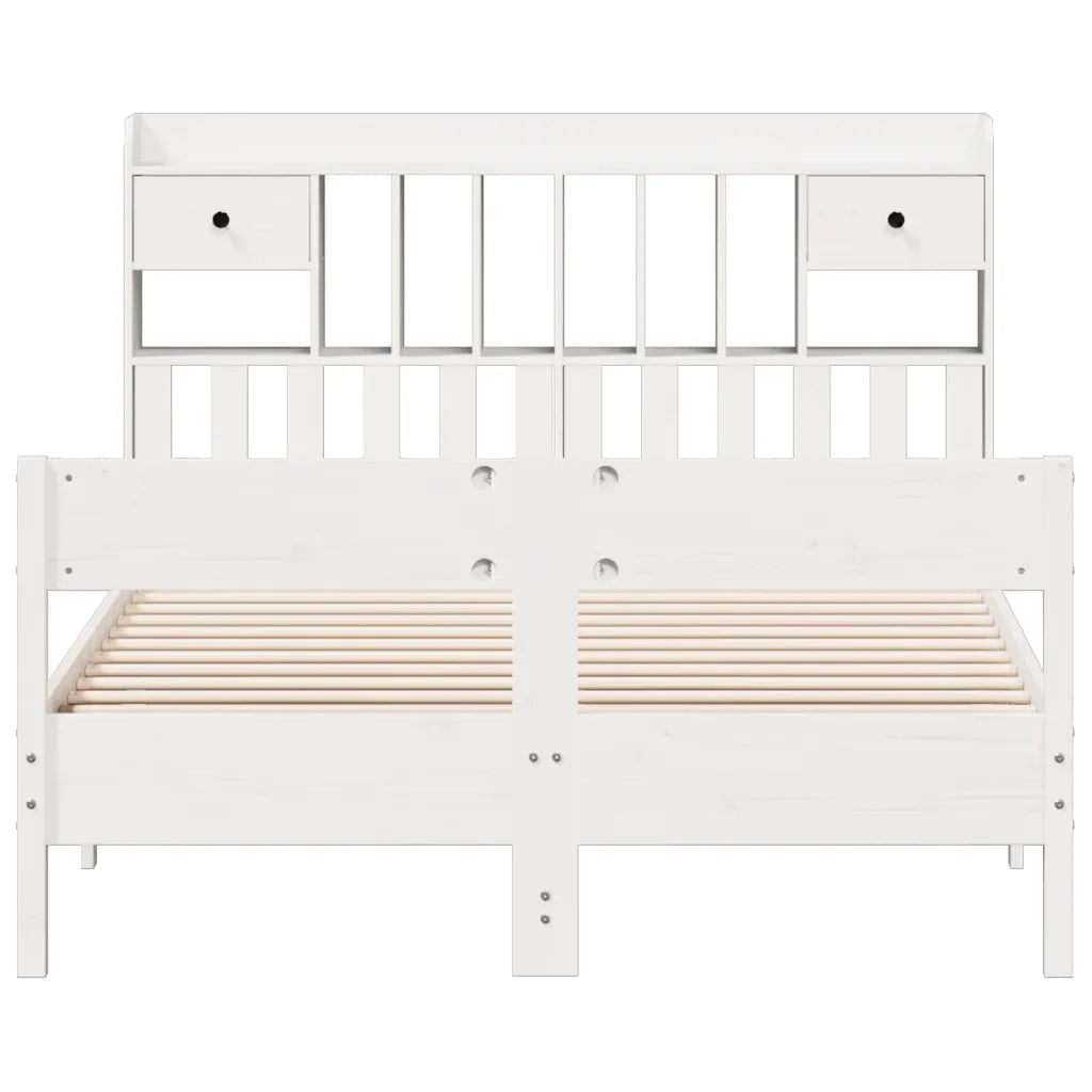 Letto Libreria senza Materasso Bianco 140x190 cm Legno di Pino 3323039