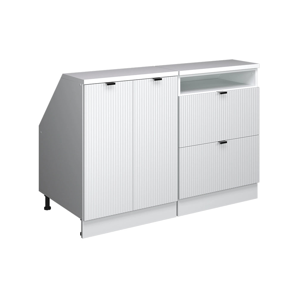 Set di mobili sottotetto Rion Ondulazione bianca/Bianco 120 cm Set di 2 carcasse armadio profondità 60 cm Vicco