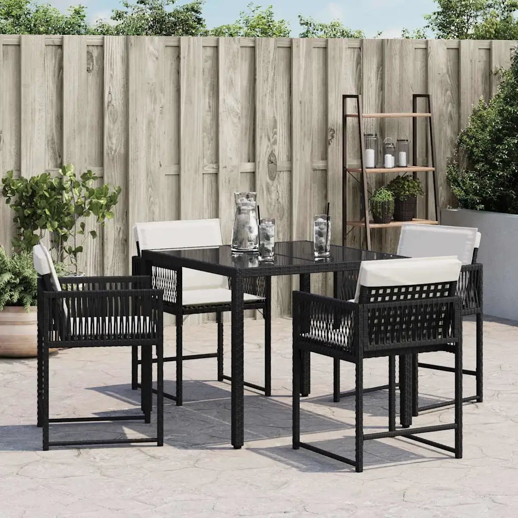 vidaXL Sedie da Giardino con Cuscini 4 pz Nere in Polyrattan