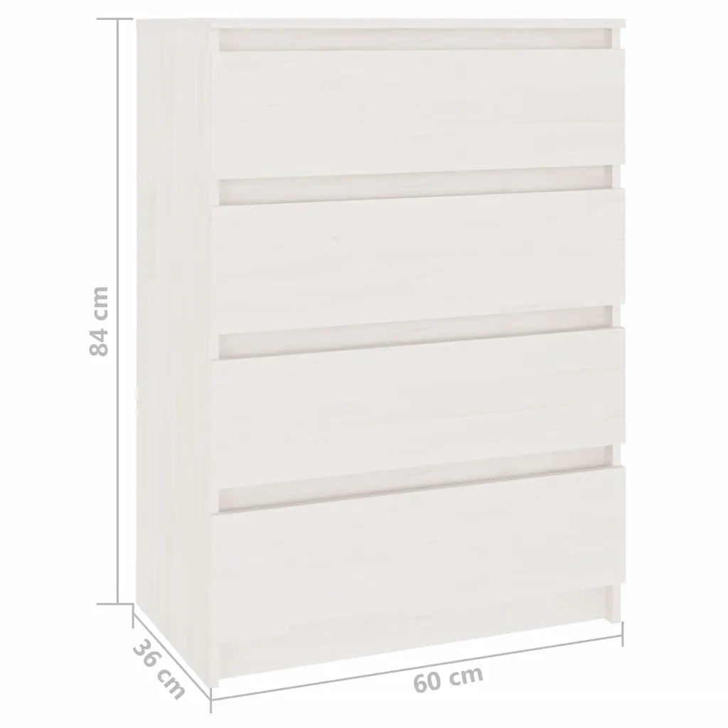 Credenza Bianca 60x36x84 cm in Legno Massello di Pino 808104