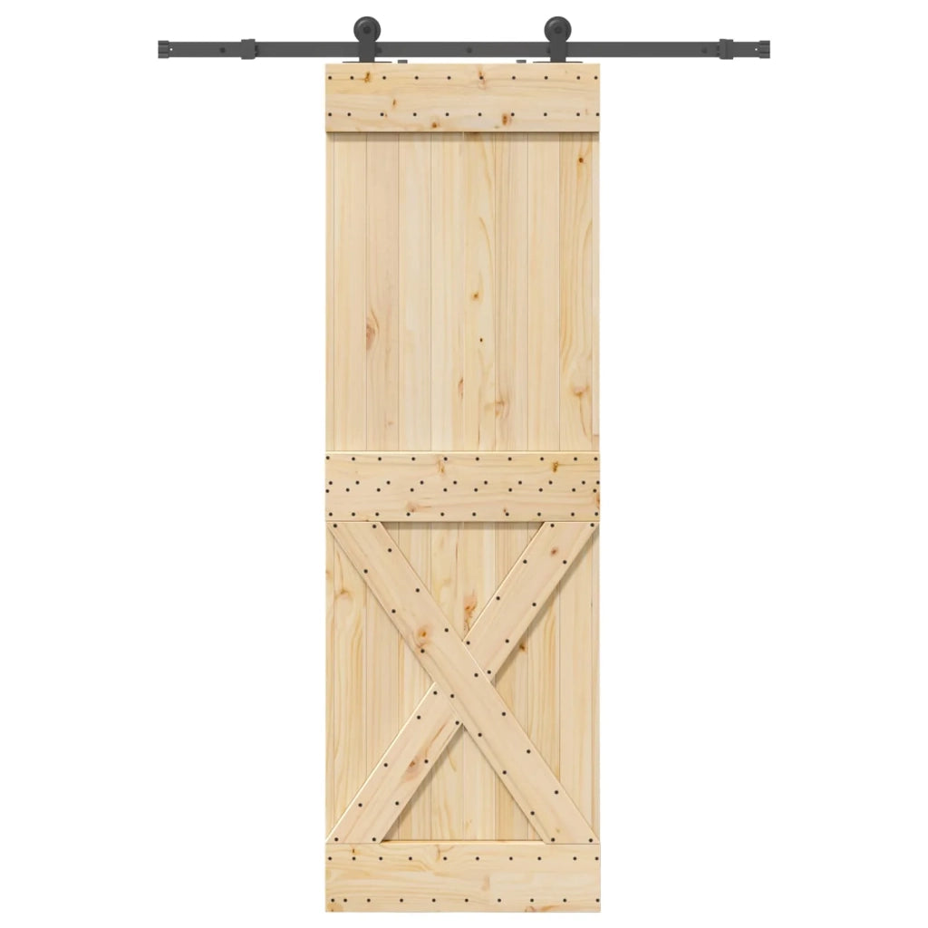 Porta scorrevole NARVIK Naturale e Nero 70 x 210 cm (152,5 cm)