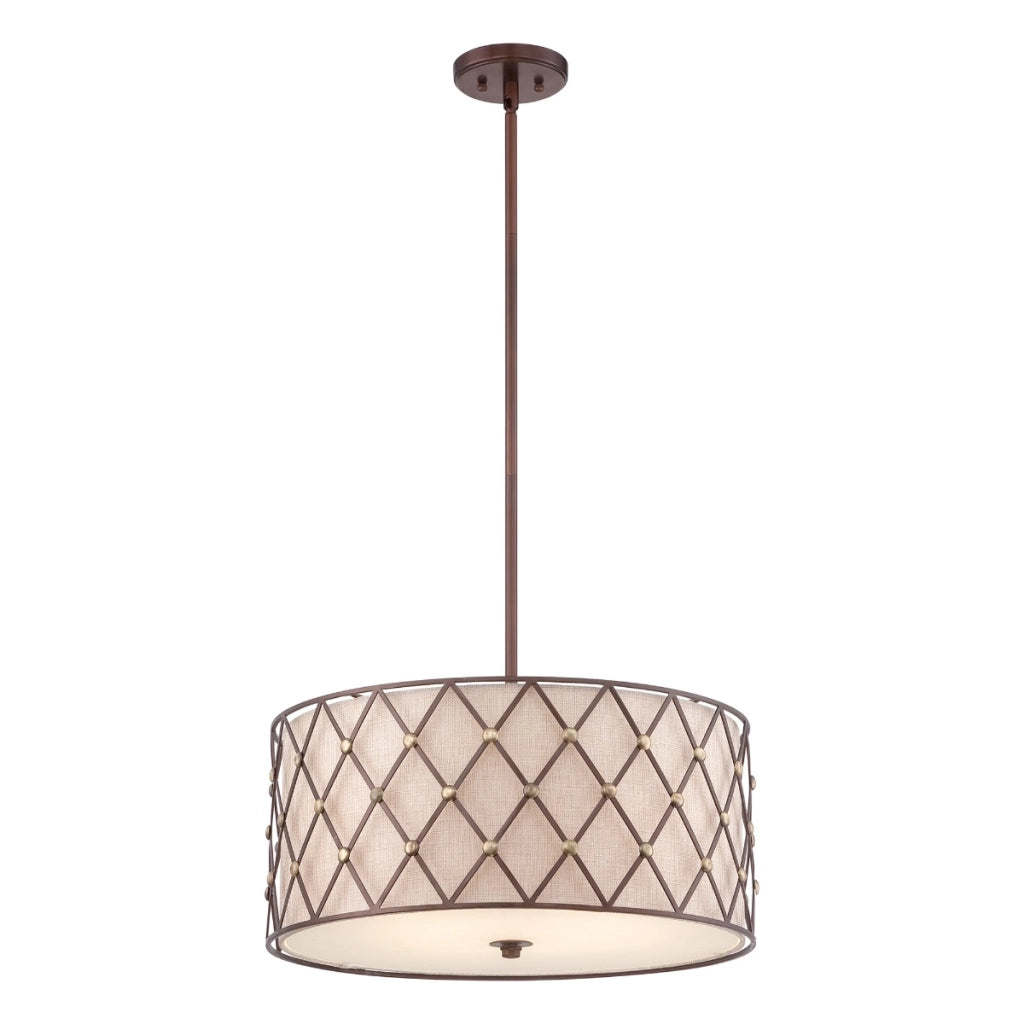 Lampada a sospensione Quoizel Brown Lattice rame 4xE27