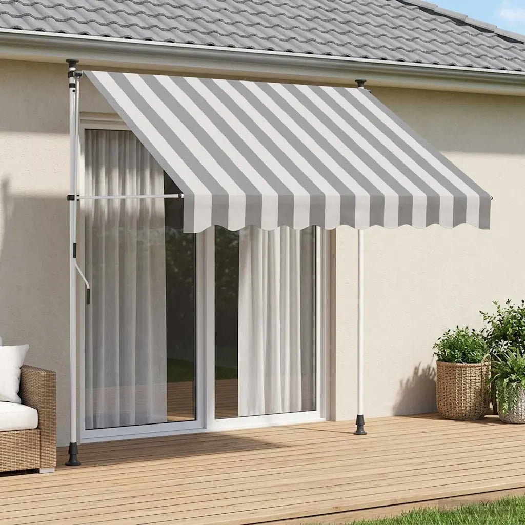 Tenda retrattile manuale Antracite e Bianco 350 cm 42037028