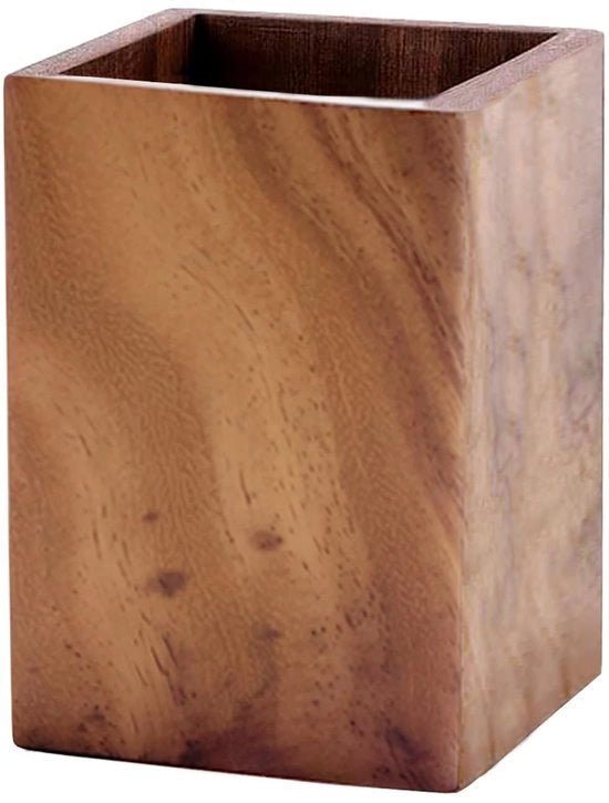 Organizzatore per Ufficio in Legno, Pennenbak, per Hobby, in Legno di Noce, Nero, per Uffici, Aree di Lavoro, per la Conservazione di Pennarelli, 8 x 8 x 11 cm / 3,15 x 3,15 x 4,33 pollici (Marrone)