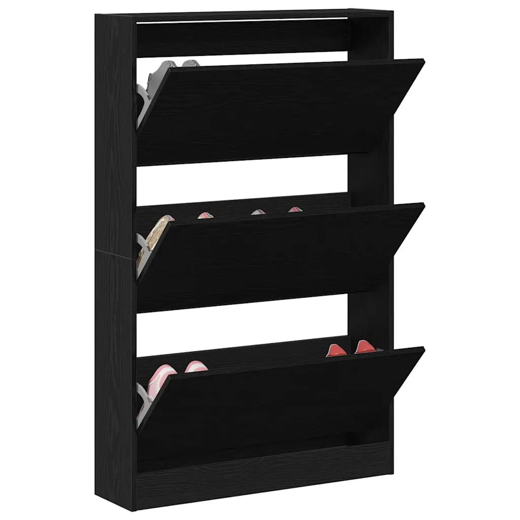 Mobile per scarpe con porta-Scarpiera Rovere Nero 80 x 21 x 125,5 cm