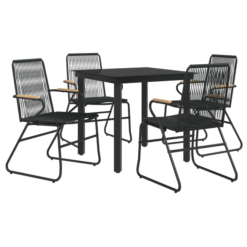 Set da Pranzo da Giardino 5 pz | Set Salotto da Giardino Nero in Rattan PVC