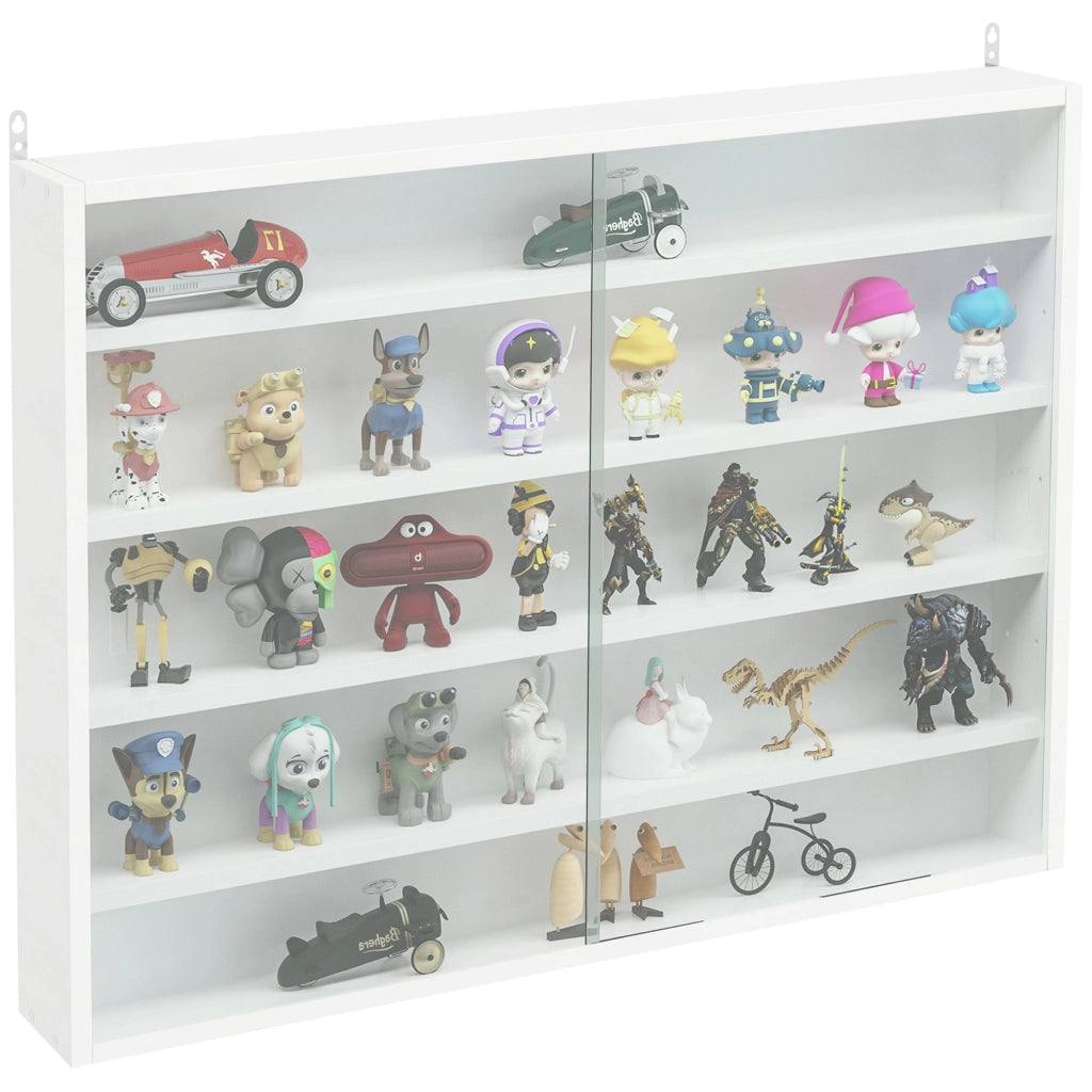 Libreria a Parete con Ripiani Regolabili in Vetro e Legno ¨C Zephmum ¨C Bianco 80x9.5x60 cm