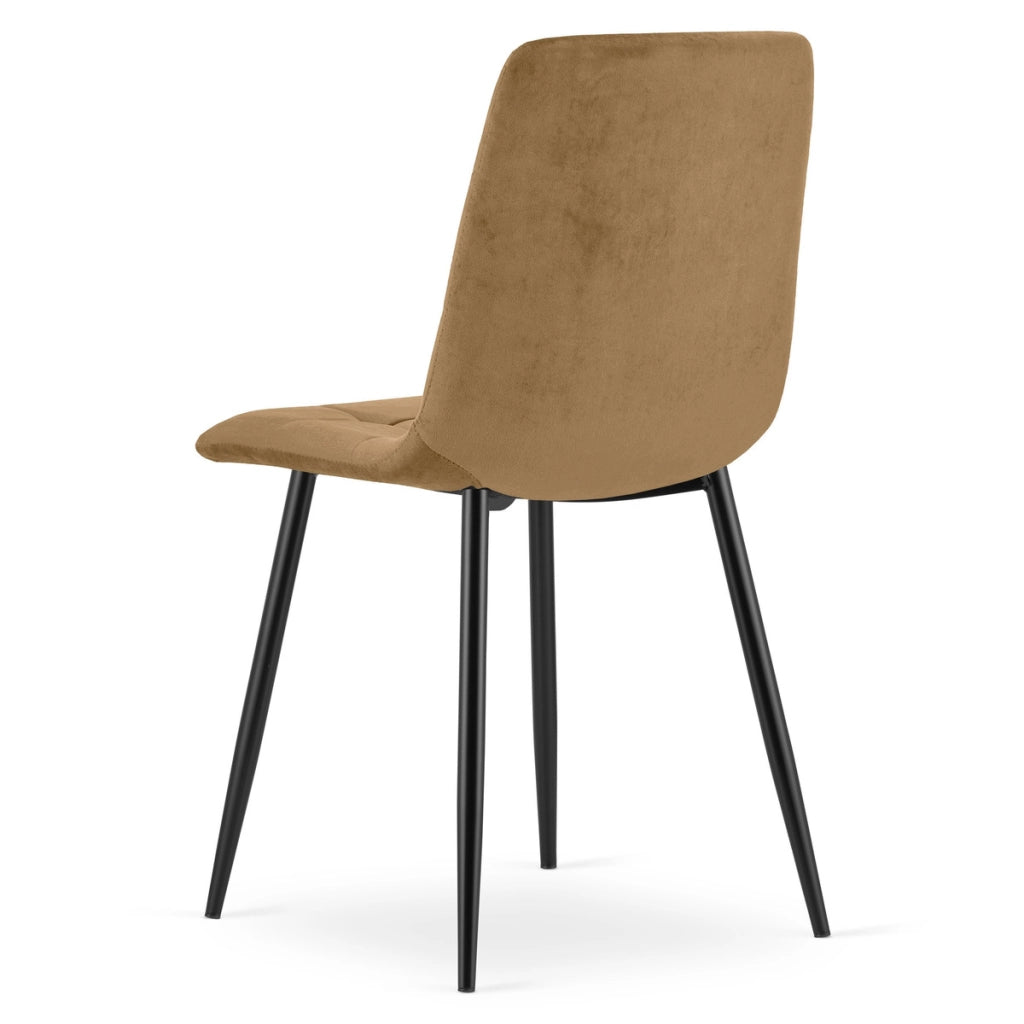 Sedia Kara in velluto marrone con gambe in metallo nero