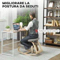 Sedia Inginocchiatoio con Movimento a Dondolo, in Tessuto e Legno di Betulla, 50x73x55 cm, Grigio