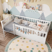 DESMIU Letto per bambini 90 × 190 cm con spondine di sicurezza e decorazione luna e stelle, senza materasso, bianco