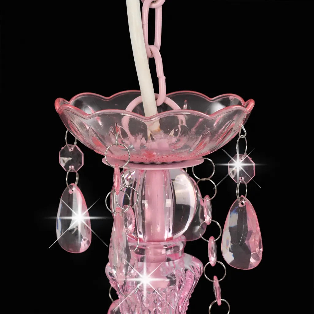 Lampadario con Perline Rosa Tondo 3 E14 CFW1549401