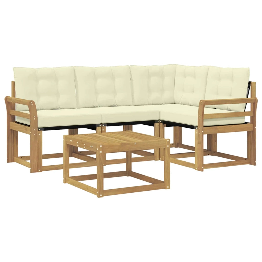 Set di divani da esterno con cuscino 5 pcs Bianco e Crema