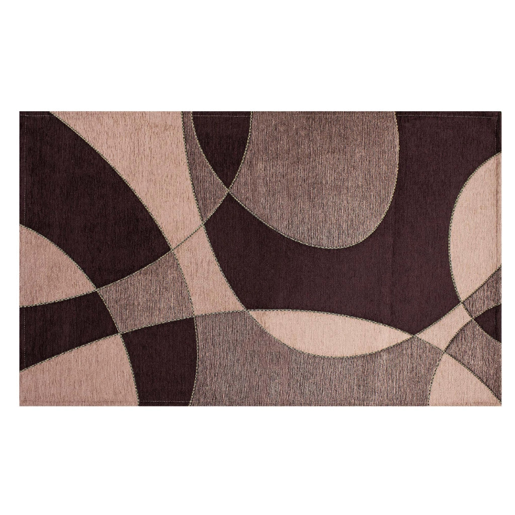 Tappeto Arredo Moderno Morbido in Ciniglia Ingresso Antiscivolo Prodotto Italiano  Soggiorno Camera Salotto Disegni Piazzati Cotone Varie Misure Grande Hills/Vino - 140x200 cm