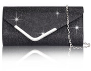 Clutch per donne, borse da sera lucide con pailletti e cinturino rimovibile, borsa per pacchi per donne, borsa a tracolla elegante per matrimoni, feste, banchetti e festività (nero)