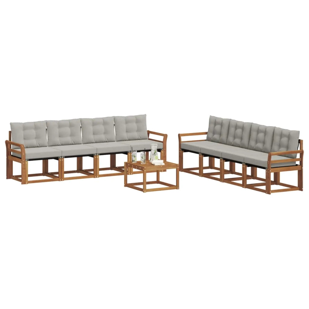 Set di divani da esterno 9 pcs Grigio Naturale e Chiaro 3368522