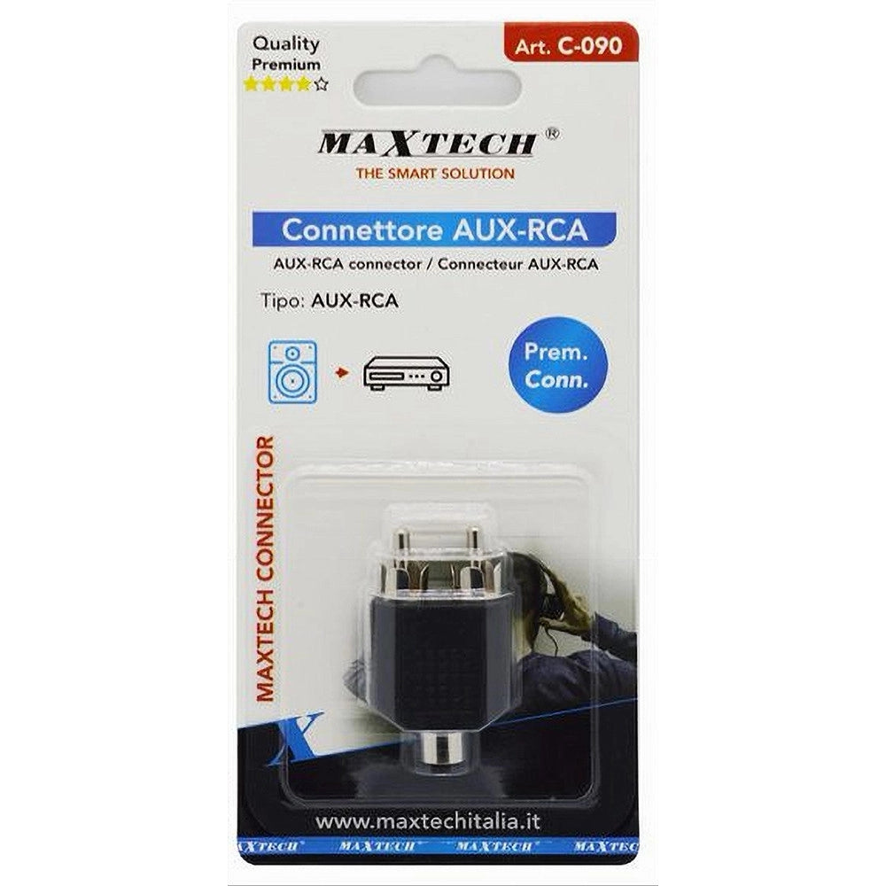 Trade Shop - Connettore Adattatore Convertitore Stereo 2 Rca Maschio Ad Aux3.5mm Femmina C-090 -