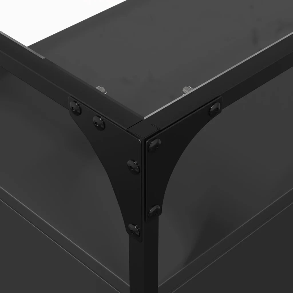 Credenza | Madia | Buffet da pranzo | Armadio da pranzo con Piano in Vetro Nero 98x35x81cm Legno Multistrato