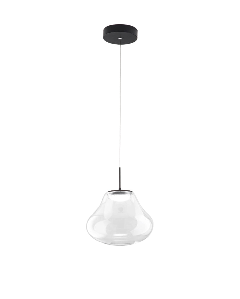 Lampada a Sospensione Deva Ø250mm Trasparente, LED 14W 1510lm CCT Dimmerabile, Struttura in Metallo e Vetro Borosilicato - Deva