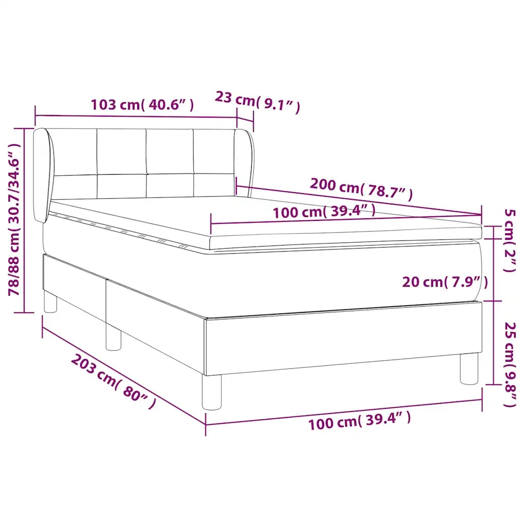 Giroletto a Molle con Materasso Blu Scuro 100x200 cm in Velluto 3127479