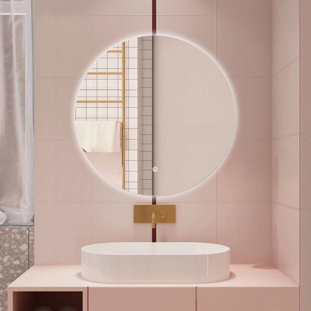 AICA Specchio da bagno 70 x 70 cm, antiappannamento, dimmerabile, interruttore touch, Funzione Memoria