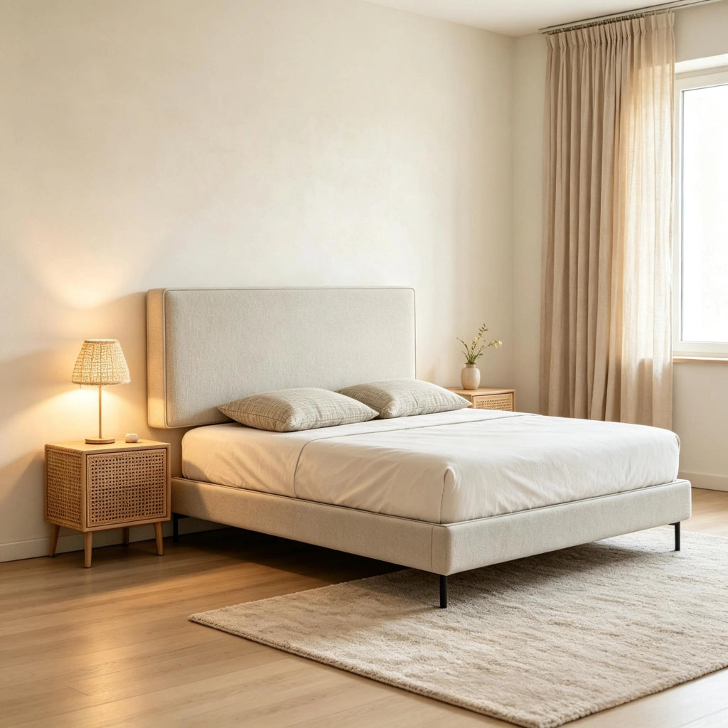 TESTIERA LETTO RIMOVIBILE IMBOTTITA 140 x 60 cm CREMA DA PARETE