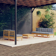 Set Divani da Giardino 6 pz con Cuscini Grigi Massello di Pino cod mxl 38645