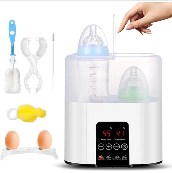 Sterilizzatore Multiuso - Flessenverriscaldatore Bimbo - Doppia Flessa & Funzione a Vapore - Bianco