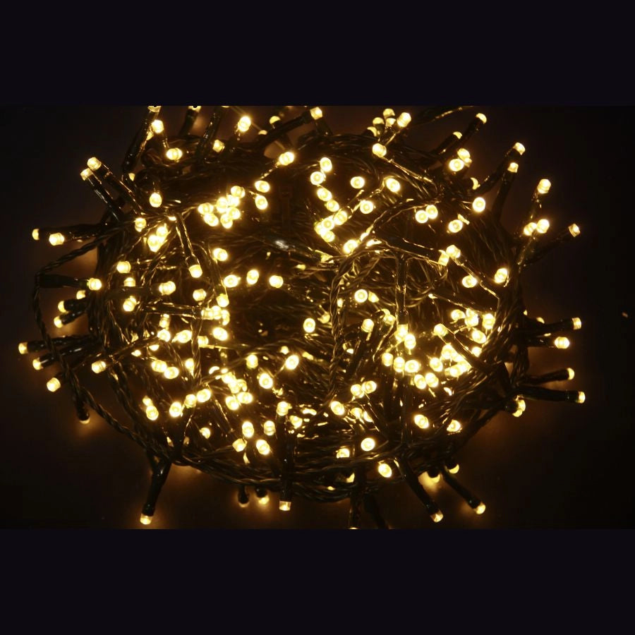 LUCI DI NATALE 200 LED BIANCO CALDO USO INTERNO E ESTERNO CON GUIOCHI LUCE 8M