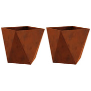 Set di 2 fioriere da esterno dal design moderno 50 x 50 x 50 cm in acciaio arrugginito. Codice articolo: 02_0053089.