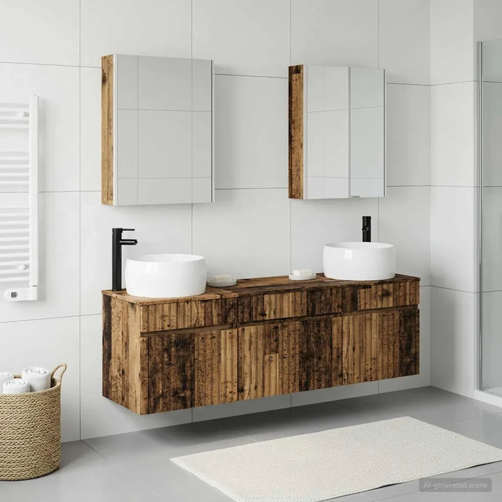 Set di Armadi da Bagno 5 pcs Legno antico 53 x 15,5 x 70 cm 3406653