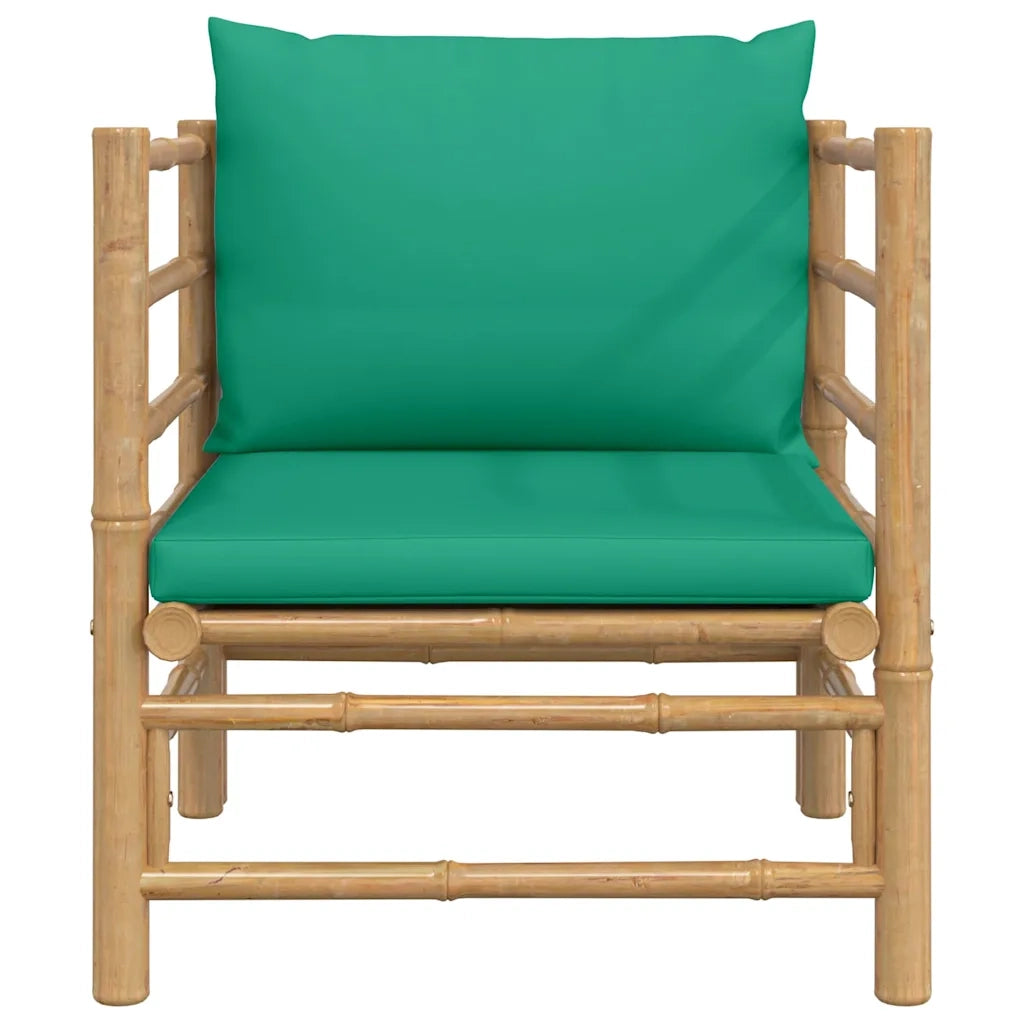 Divano da Giardino con Cuscini Verdi in BambÃ¹cod mxl 118650
