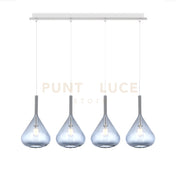 SOSPENSIONE BIANCO 4 LUCI RETTANGOLARE VETRI BLU 1177BI-S4 R-BL