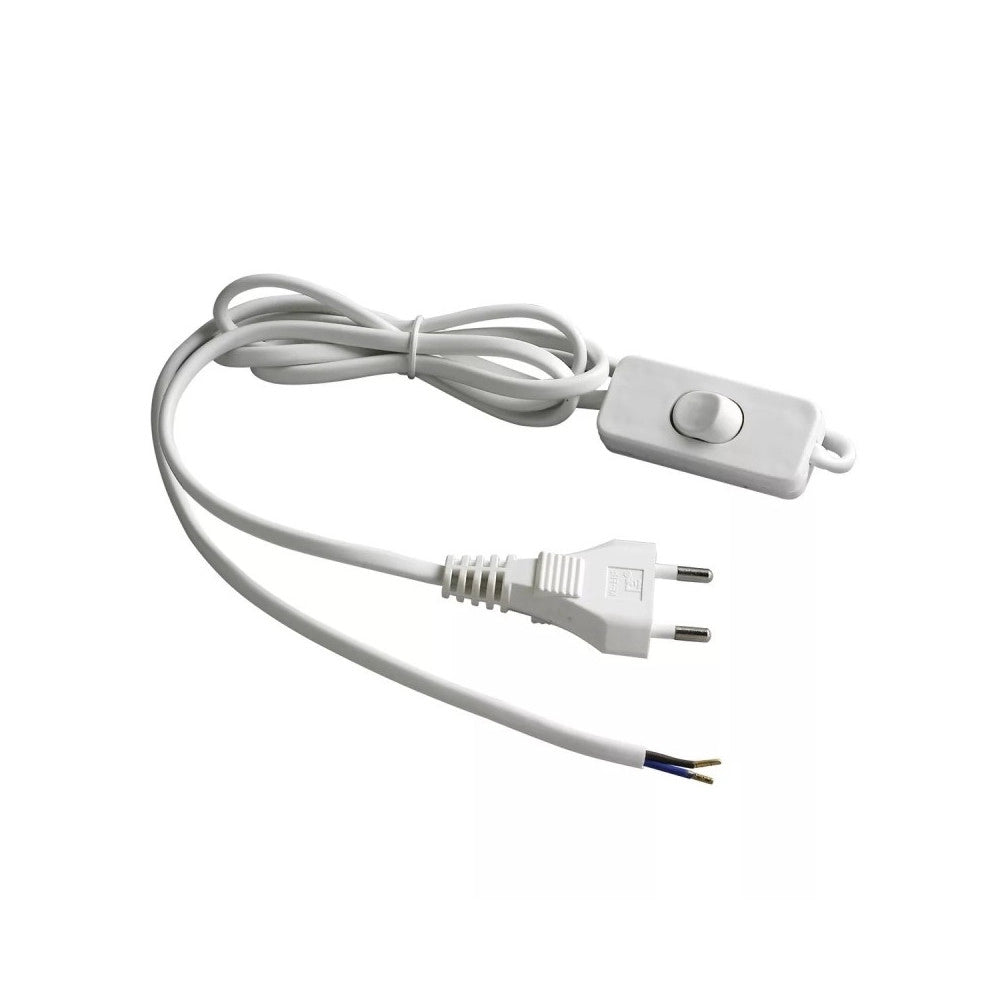 Trade Shop - Cavo Alimentazione Bianco Presa Elettrica Interruttore 2gx0.75mm 1.5mt Bipolare -