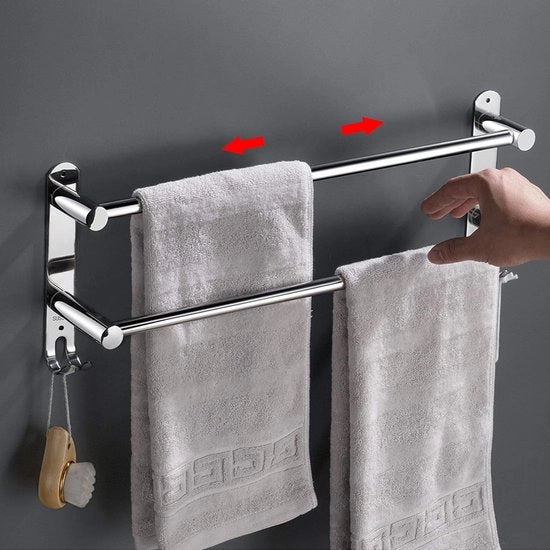 Maniglia di asciugamano estensibile - acciaio inossidabile - fissaggio alla parete - 43-76 cm