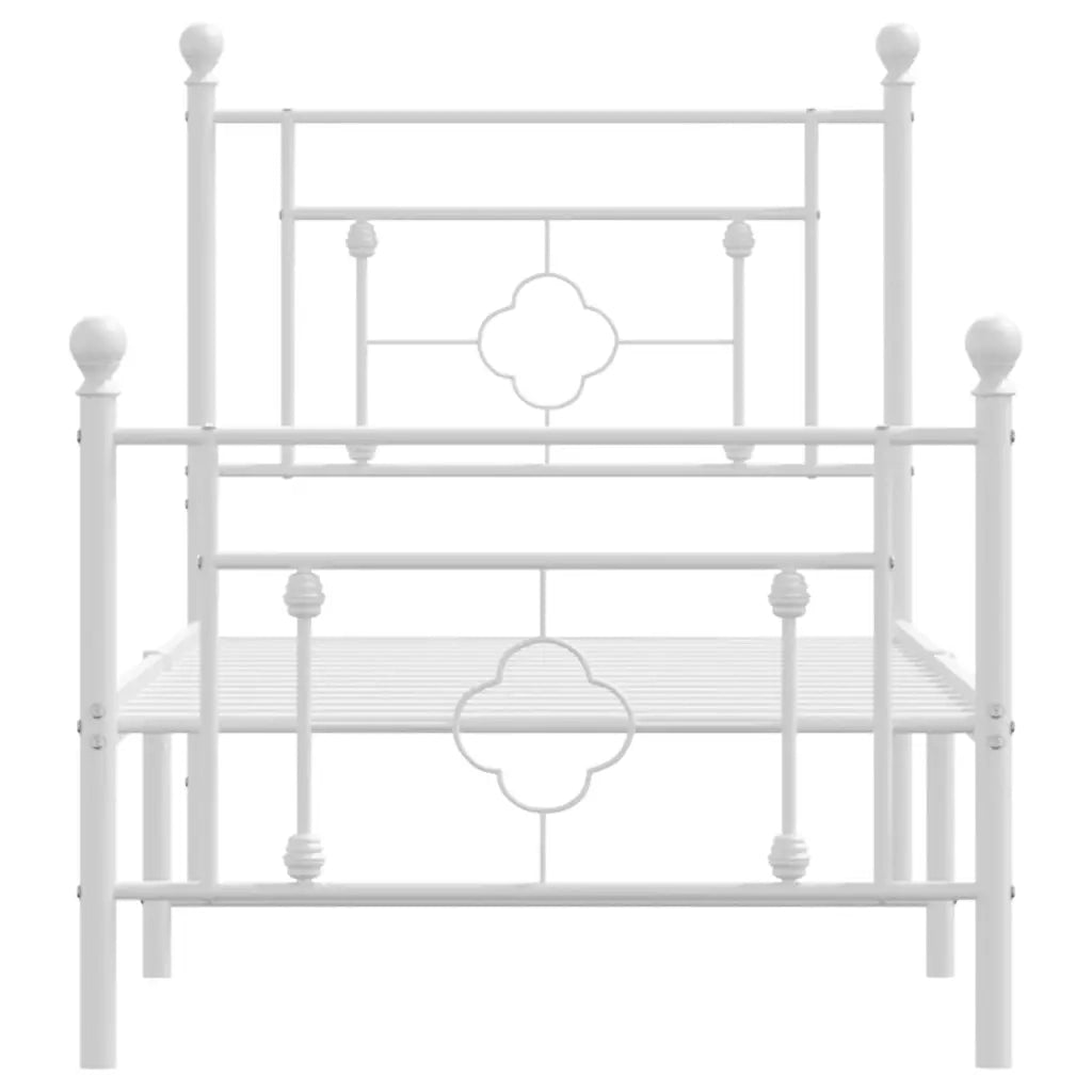 Giroletto con Testiera e Pediera Metallo Bianco 80x200 cm 374397