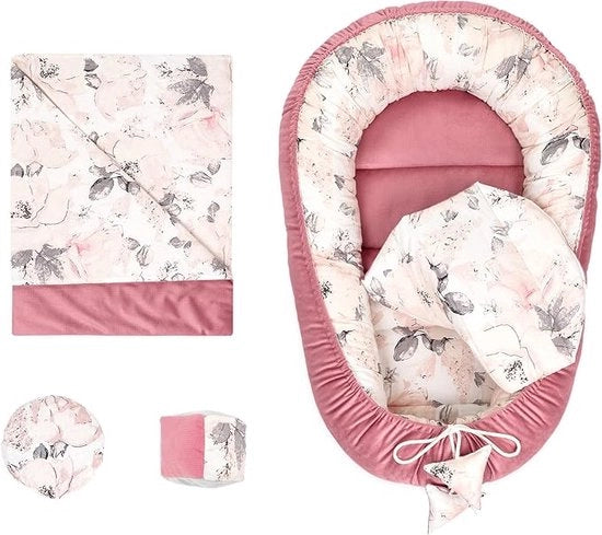 Nido per Bambini Bumper Reiswieg 100% cotone Antiallergico - Nido per Bambini \ Set di 5 con Nido a Cono 90x50 cm