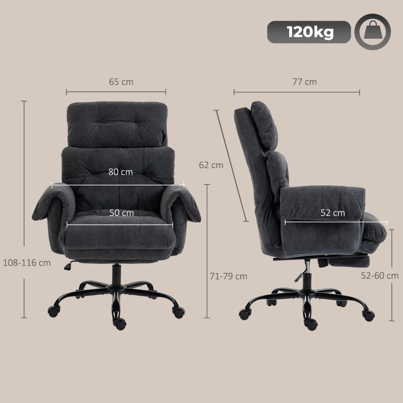 SEDIA UFFICIO Girevole Reclinabile con Poggiapiedi 80x77x108-116 cm Grigio Scuro