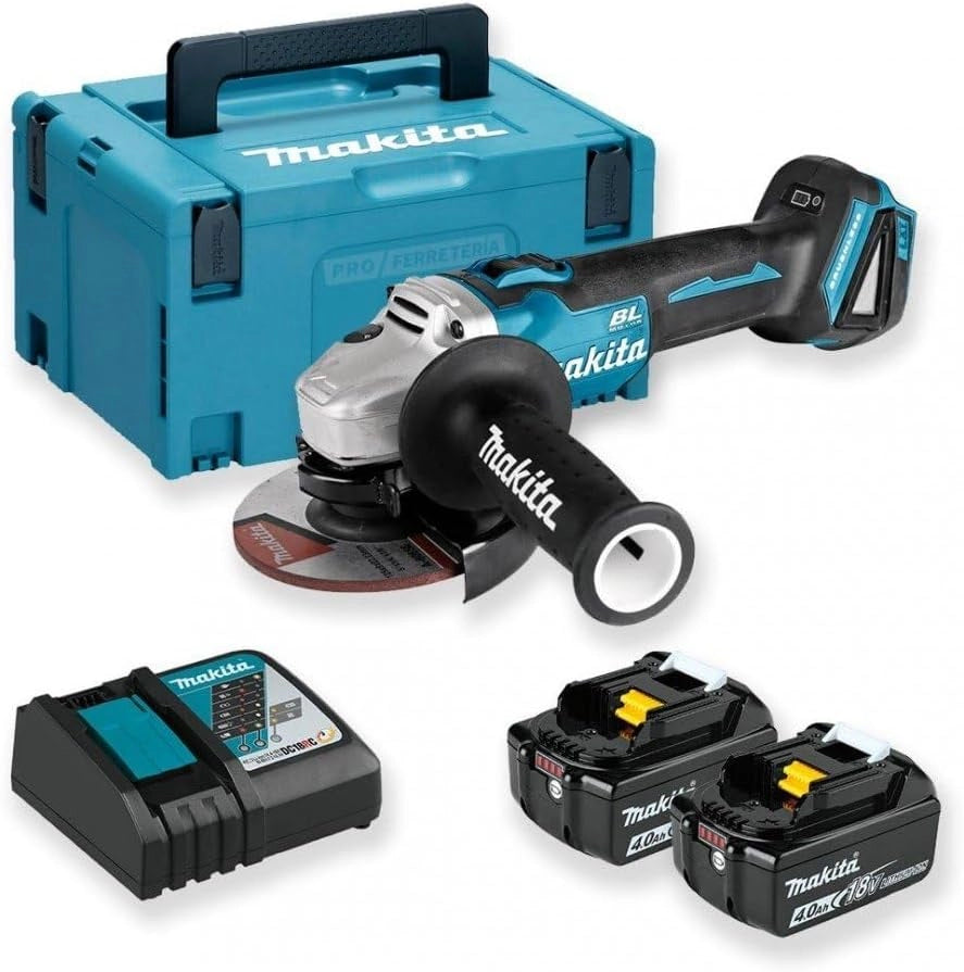 Makita DGA504RMJ - Mini-amoladora a bateria 18V 125 mm litio-ion 4.0 Ah 8500 rpm motor BL