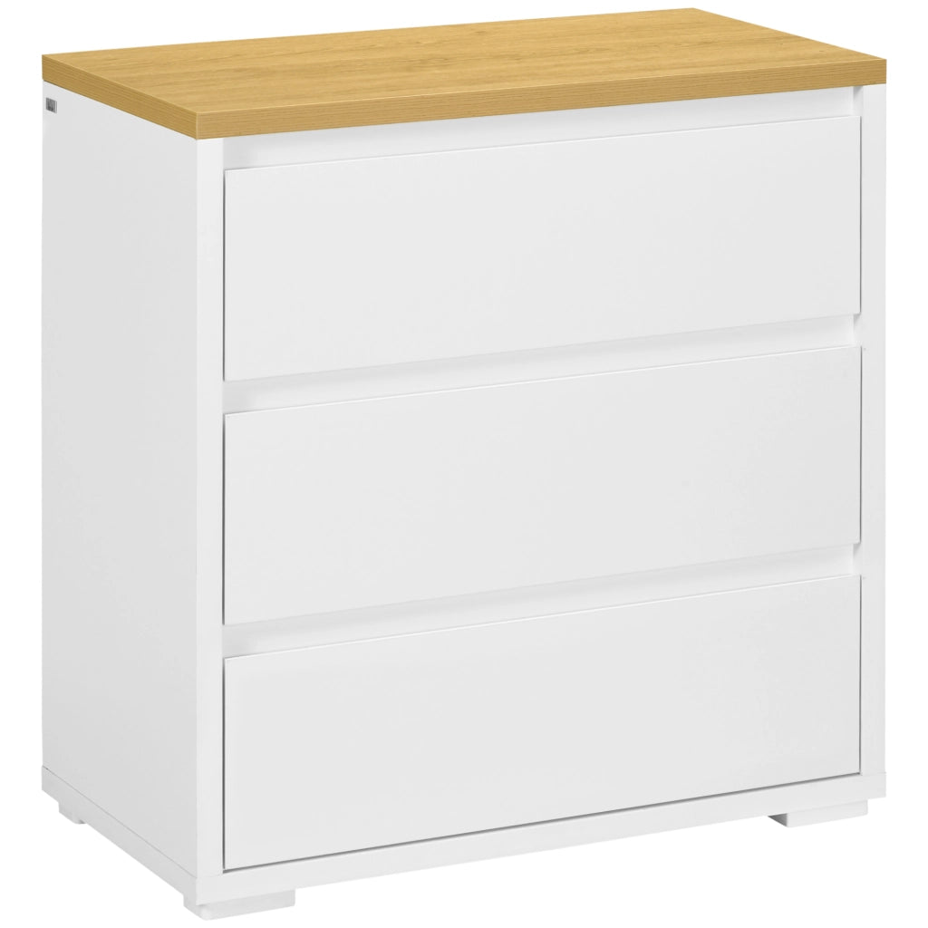 Cassettiera 3 Cassetti ¨C Xylo ¨C Bianca Senza Maniglie Stile Moderno 70x37x75 cm